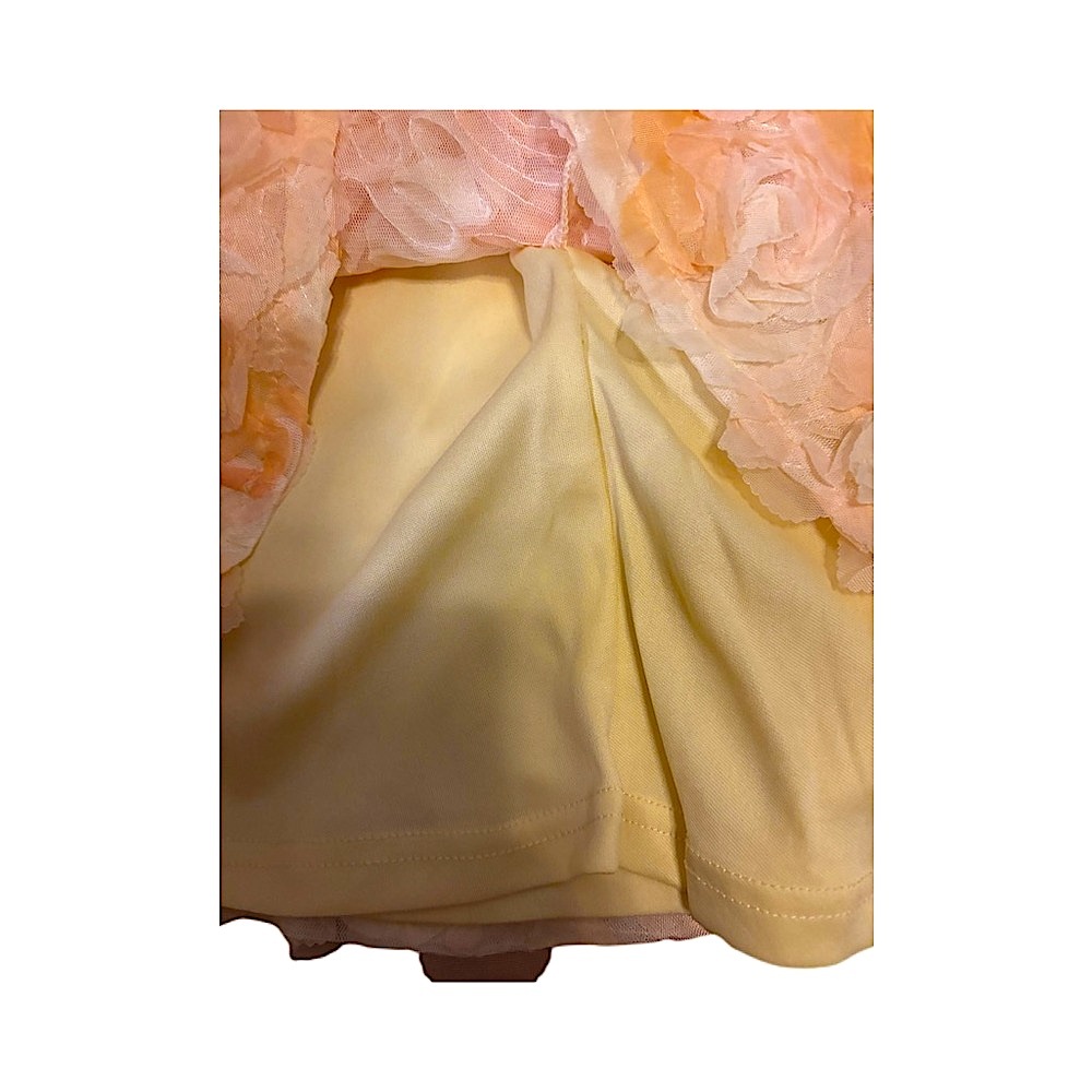 ANGEL BIBA Strapless Mini Rosette Dress in Orange and Cream - Picture 8 of 13